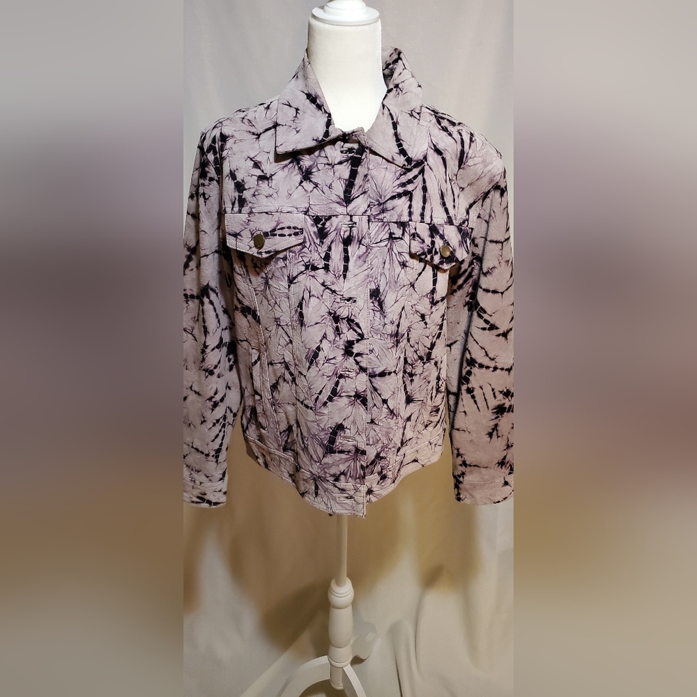 Purple Leather Tie-Dye Jacket